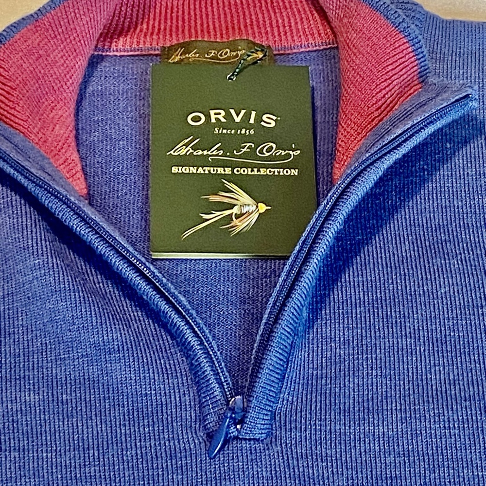Orvis Women’s 3/4 Zip Merino Wool Pullover Sweater. Blue Size Small. NWT.